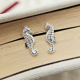 dainty sterling silver seahorse stud earrings