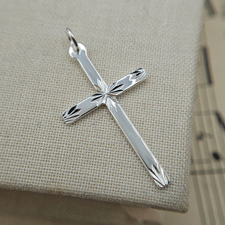 Dainty Silver Diamond Cut Cross