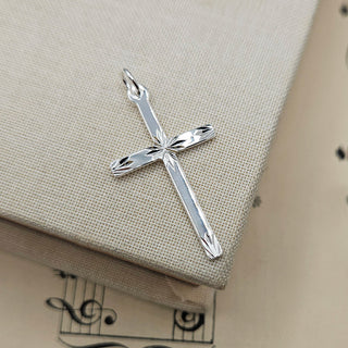 Dainty Silver Diamond Cut Cross