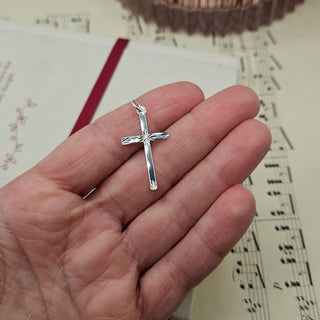 Dainty Silver Diamond Cut Cross