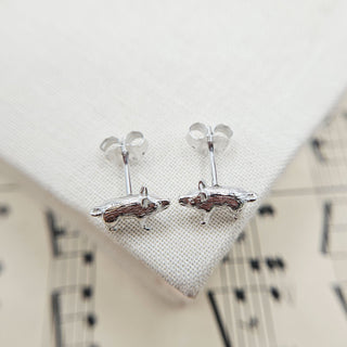 real silver pig earrings