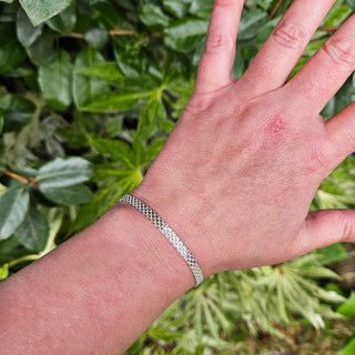 Classic four strand flat Bismark bracelet in solid 925 sterling silver for everyday wear