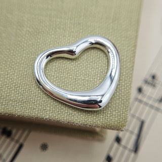 large silver open heart necklace