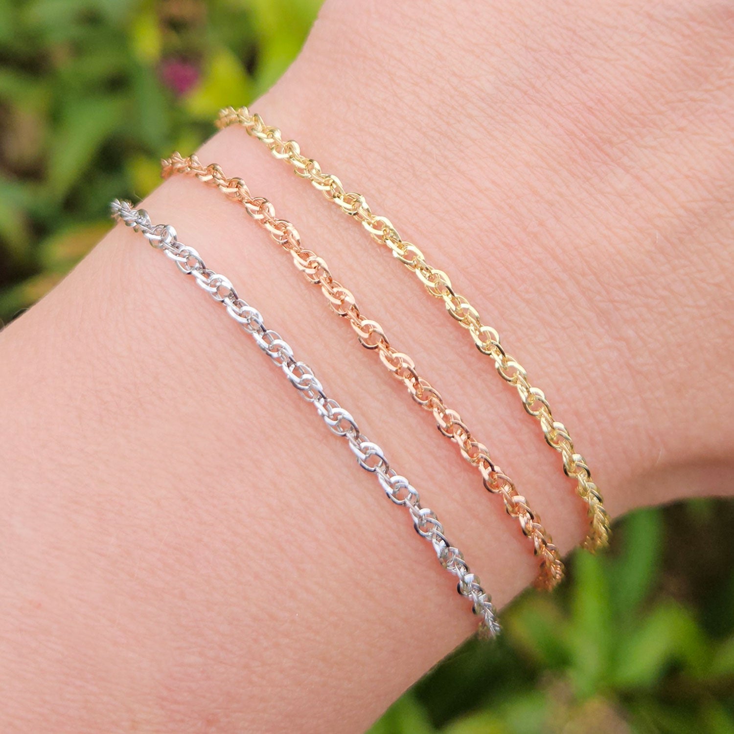 Women's 9ct Gold Prince of Wales Rope Bracelet, inch