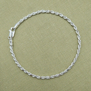 skinny 2mm rope chain bracelet in 925 sterling silver