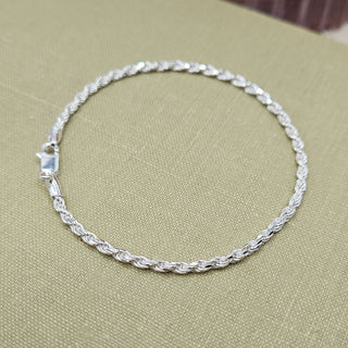 another view of silver rope chain bracelet, 7.5 inch / 19cm