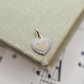 Micro 9ct Gold Cubic Zirconia Halo Heart Charm