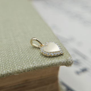 Micro 9ct Gold Cubic Zirconia Halo Heart Charm