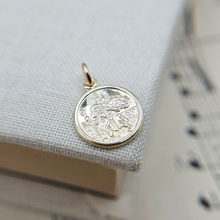 Micro Gold Round St Christopher Charm | 1cm
