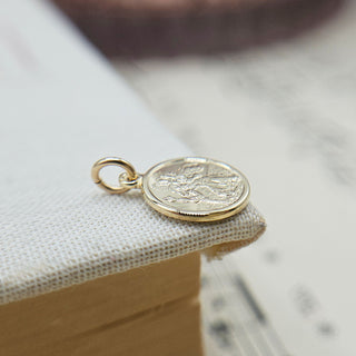 Micro Gold Round St Christopher Charm | 1cm