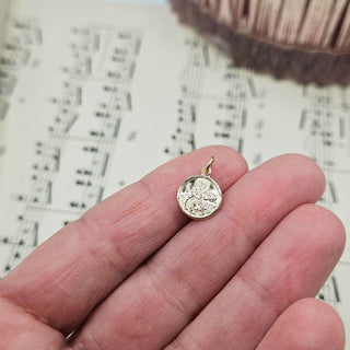 Micro Gold Round St Christopher Charm | 1cm