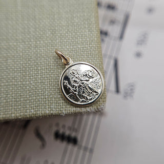 Micro Gold Round St Christopher Charm | 1cm