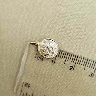Micro Gold Round St Christopher Charm | 1cm