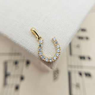Dainty Gold Horseshoe Charm with CZ