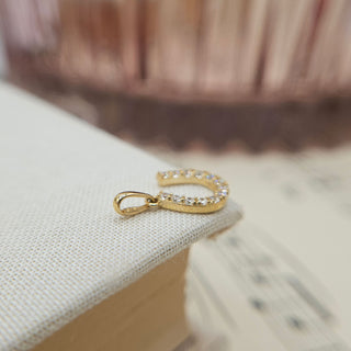 Dainty Gold Horseshoe Charm with CZ