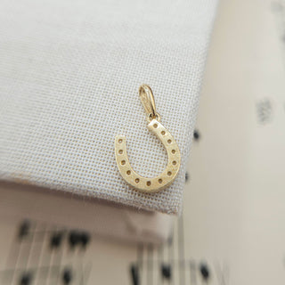 Dainty Gold Horseshoe Charm with CZ