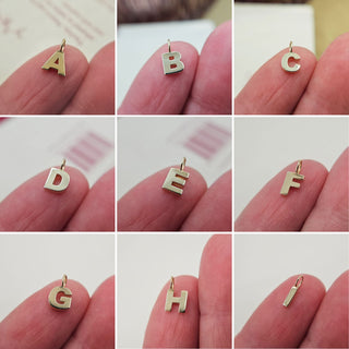 letter charms in solid 9ct gold