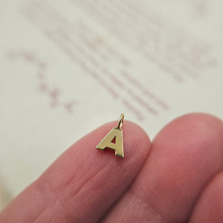 real gold letter A charm in 9K