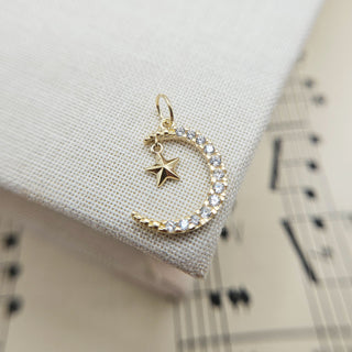 Dainty Gold Moon & Star Pendant