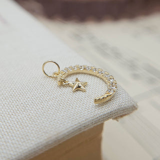 Dainty Gold Moon & Star Pendant
