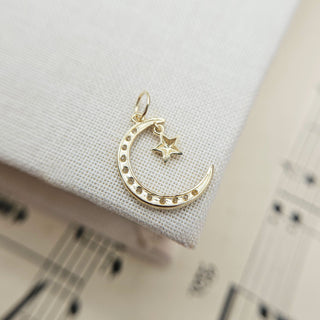 Dainty Gold Moon & Star Pendant