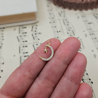 Dainty Gold Moon & Star Pendant