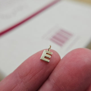 real gold letter E charm very small