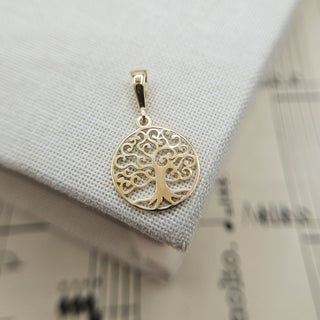 small solid gold tree of life charm
