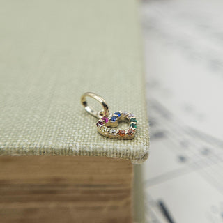 9ct Gold Micro Rainbow CZ Open Heart Charm