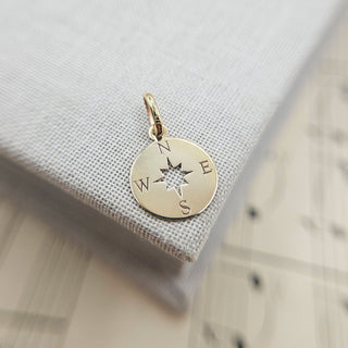 Dainty 1cm Flat Compass Charm Pendant