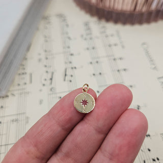 Dainty 1cm Flat Compass Charm Pendant