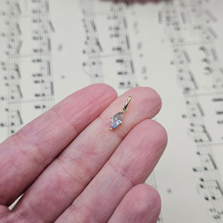 Micro 9ct Gold Pale Blue CZ Marquise Charm