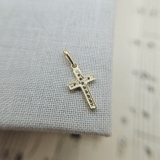 small CZ cross charm 9ct gold for necklace bracelet