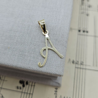 9ct gold letter A script initial pendant