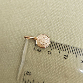 Tiny Gold Round St Christopher Charm | 8mm