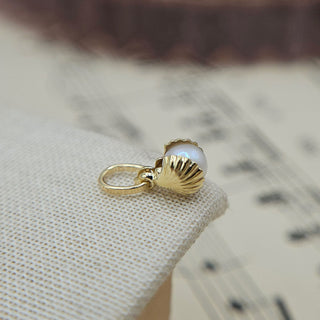 micro open oyster shell charm with real pearl