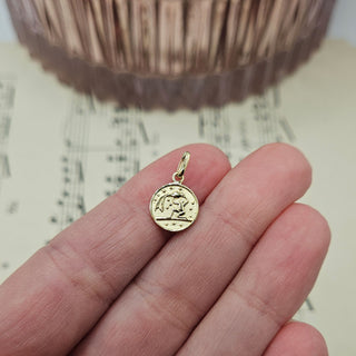 Micro Gold Aquarius Zodiac Pendant