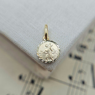 Micro Gold Round St Christopher Charm
