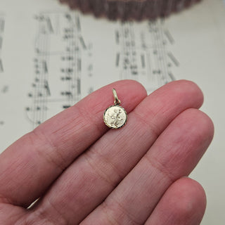 Micro Gold Round St Christopher Charm