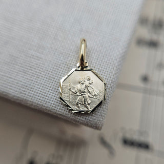 Micro Gold Octagonal St Christopher Charm | 8mm
