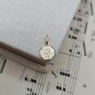 Micro Gold Octagonal St Christopher Charm | 8mm