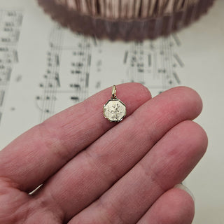 Micro Gold Octagonal St Christopher Charm | 8mm