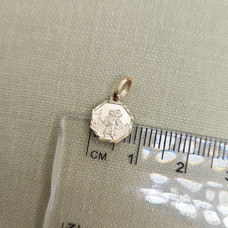 Micro Gold Octagonal St Christopher Charm