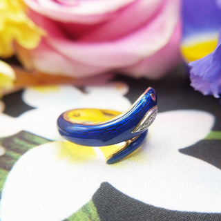 blue enamel on vintage serpent ring