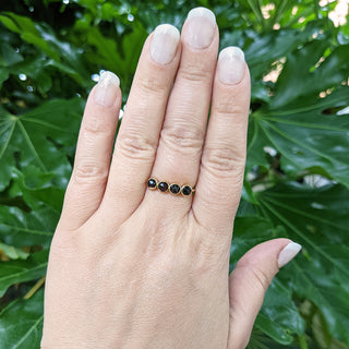 vintage garnet ring on hand