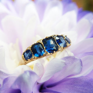 vintage 5 stone ring with sapphires