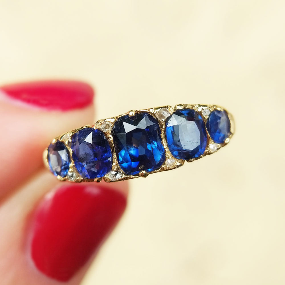 5 stone outlet sapphire ring