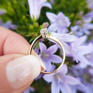 side profile of vintage diamond ring