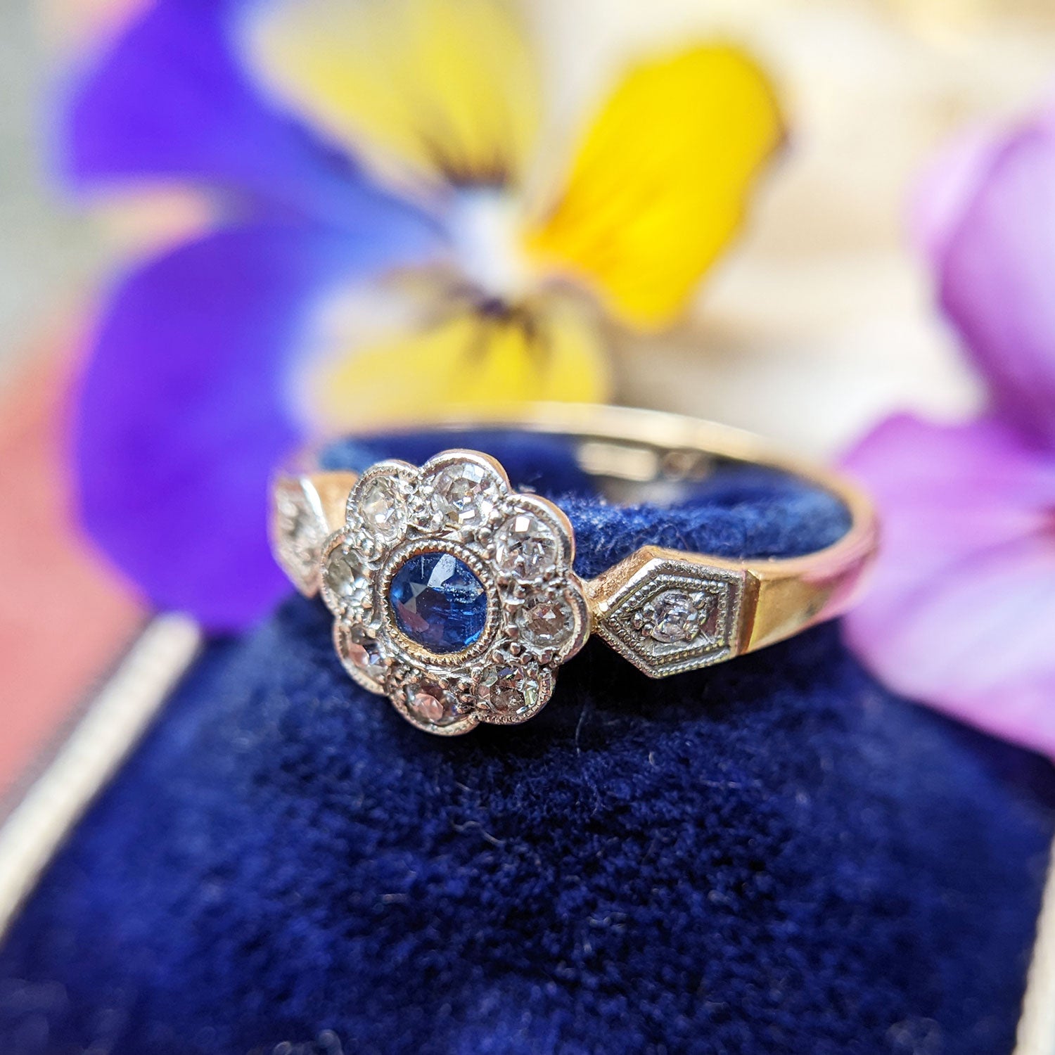 Vintage Sapphire Rings Uk Antique 18ct Gold Sapphire Diamond