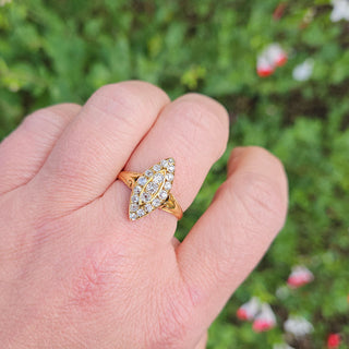 antique diamond ring on hand